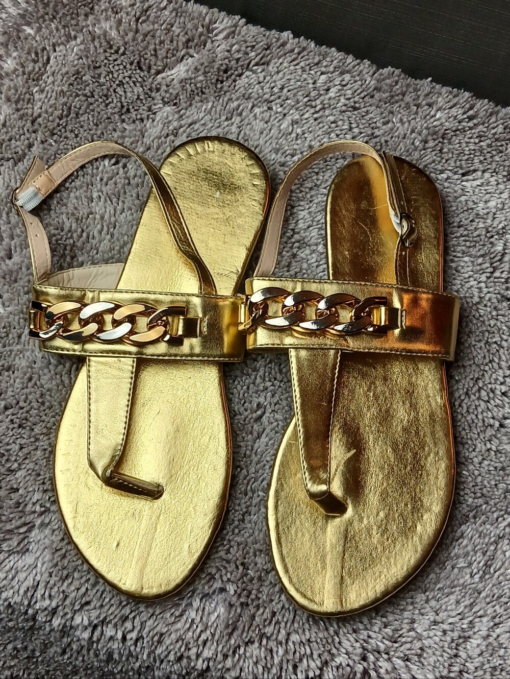 Gold Chain Accent Slingback Sandals